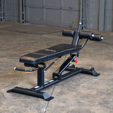 Pro Clubline Ab Bench with black finish designed for compact spaces and high-traffic workout facilities.